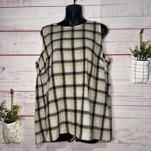 J.Jill | Cream Tan & Black Split Back Cottom Tank | Women’s Medium